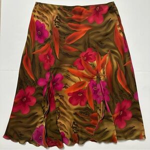 Y2K Versailles Tropical Floral Mesh Midi Skirt - Fairycore Women’s Size L
